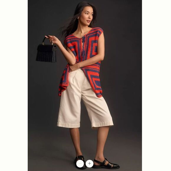 Anthropologie FRNCH Front Tie Crochet Sweater Vest - Picture 1 of 4